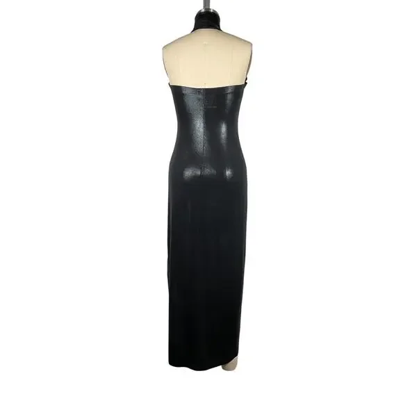 Norma Kamali Sleek Black Halter Turtle Side Slit Dress Size XS - Picture 3 of 6